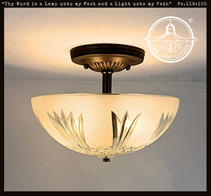 Frosted Leaf Etched Ceiling Light