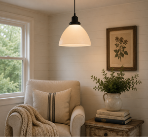 Milk Glass PENDANT Light - 10"