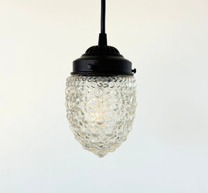 Antique Style "Torpedo" Tinted Teardrop Hobnail Pendant