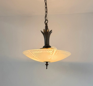 Art Deco Etched Glass Bowl Pendant Light - The Lamp Goods