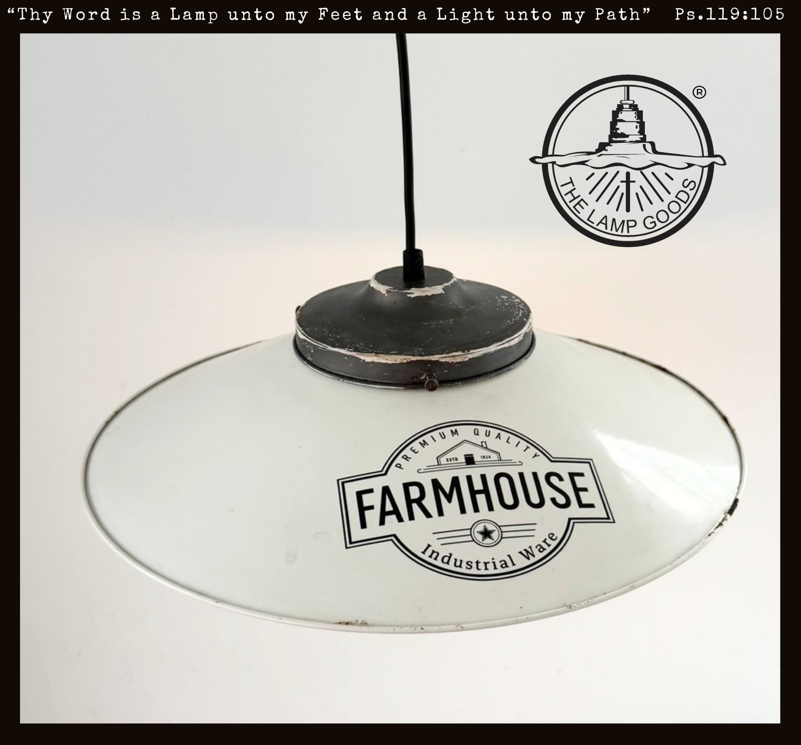 Old Reclaimed White Enamel Farmhouse Pendant
