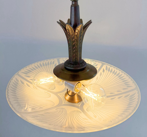 Art Deco Etched Glass Bowl Pendant Light - The Lamp Goods