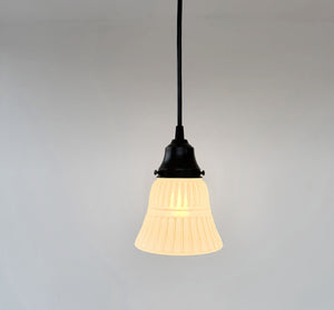 White Vintage Ribbed Glass Pendant Light