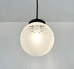 Frosted Floral and Cross Globe Pendant Light