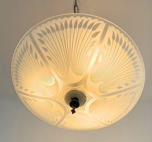 Art Deco Etched Glass Bowl Pendant Light - The Lamp Goods