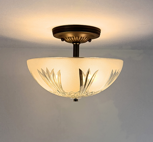 Frosted Leaf Etched Ceiling Light