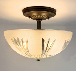 Frosted Leaf Etched Ceiling Light