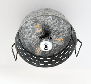 Rustic Perforated Galvanized Drum Flush Light