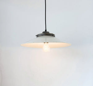 Old Reclaimed White Enamel Farmhouse Pendant