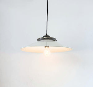 Old Reclaimed White Enamel Farmhouse Pendant