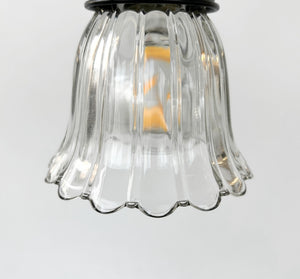 Delicate Clear Fluted Tulip Pendant or Sconce