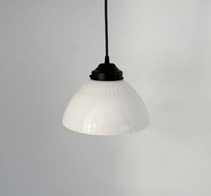 Rare Antique Partial Waffle Milk Glass Pendant