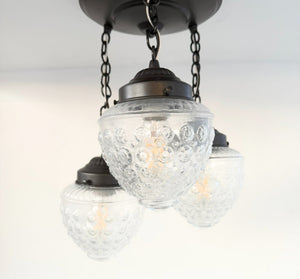 Heritage Hobnail Acorn Trio Ceiling Light - The Lamp Goods
