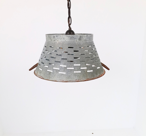 Galvanized Punctured Tin Slat 15" Pendant