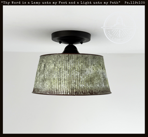 Farmhouse Lime Washed Bucket Ceiling Light