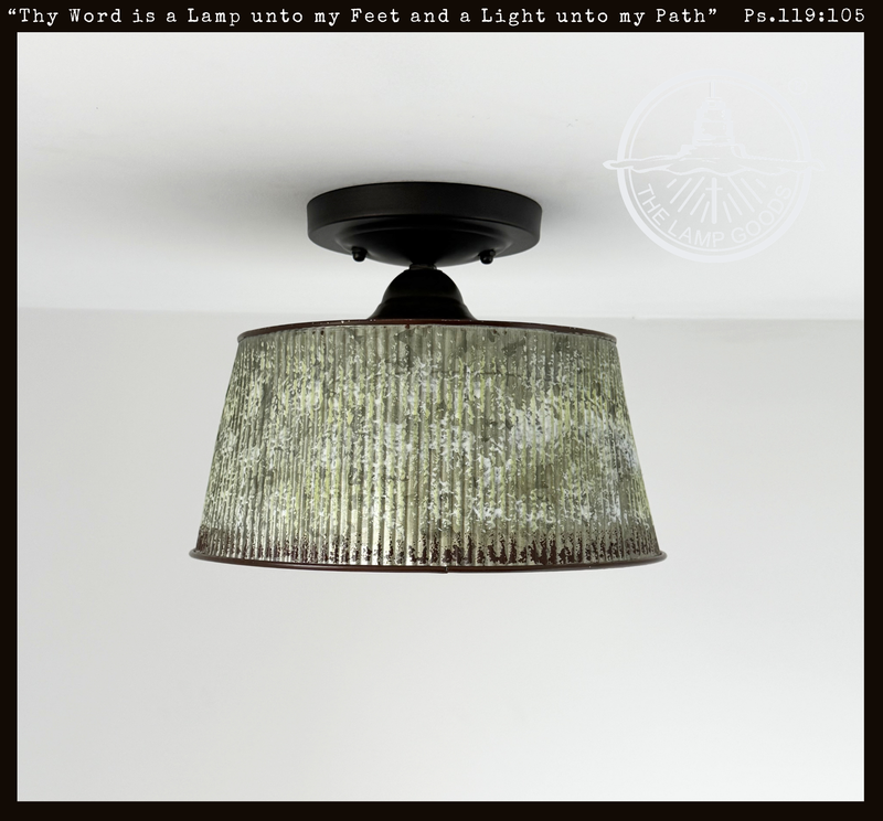 Farmhouse Lime Washed Bucket Ceiling Light