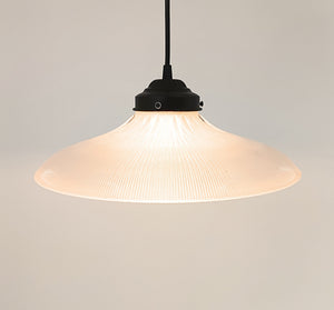 Salvaged Antique Holophane Wide Flare Frosted Pendant