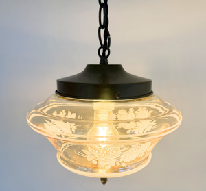 Vintage Amber Floral Clear Schoolhouse