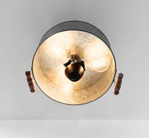 Rustic Galvanized Grain Sifter Style Flush Mount Ceiling Light