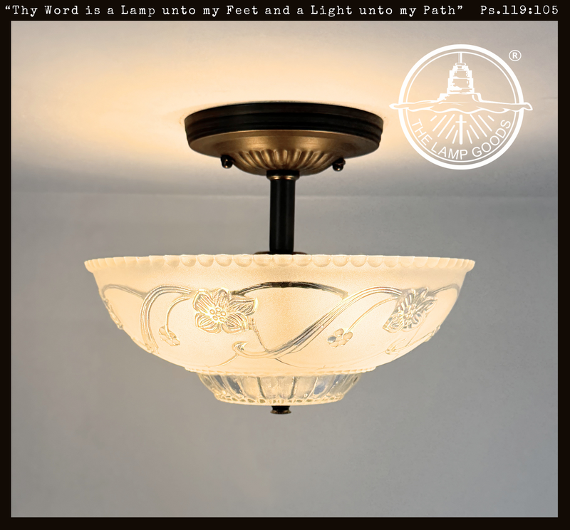 Vintage Clear and Frost Floral Embossed Ceiling Light | The Lamp Goods