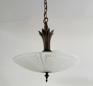 Art Deco Etched Glass Bowl Pendant Light - The Lamp Goods