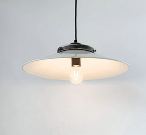 Old Reclaimed White Enamel Farmhouse Pendant