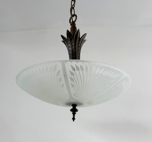 Art Deco Etched Glass Bowl Pendant Light - The Lamp Goods
