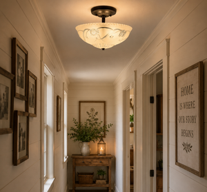 Handcrafted frosted glass ceiling light by The Lamp Goods