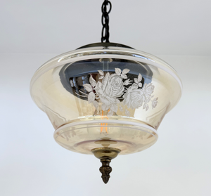 Vintage Amber Floral Clear Schoolhouse