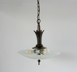 Art Deco Etched Glass Bowl Pendant Light - The Lamp Goods