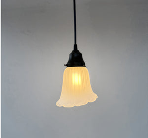 Vintage Angled Ribbed Glass Pendant Light