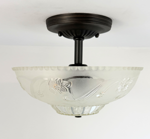 Vintage frosted glass ceiling light, handmade by The Lamp Goods