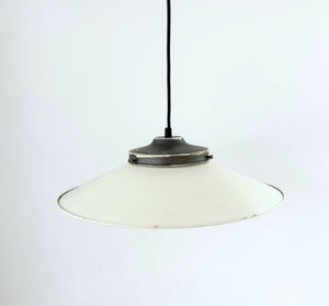 Old Reclaimed White Enamel Farmhouse Pendant