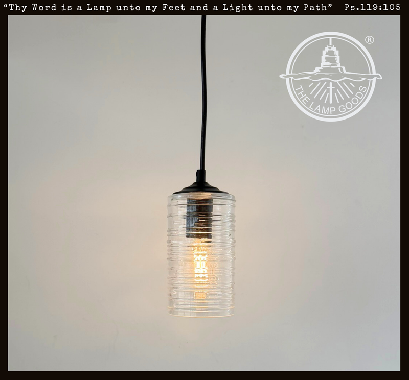 Clear Ribbed Glass Industrial Pendant Light - The Lamp Goods