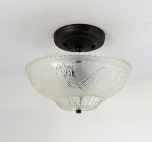 Vintage ceiling light, frosted glass finish