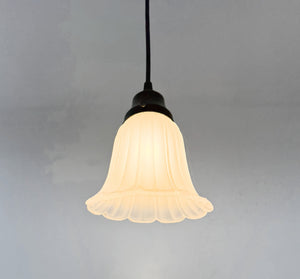 Vintage Angled Ribbed Glass Pendant Light
