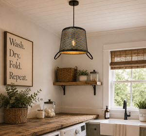 Rustic Farmhouse Pierced Bucket Pendant