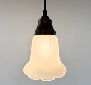 Vintage Angled Ribbed Glass Pendant Light