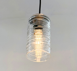 Clear Ribbed Glass Industrial Pendant Light - The Lamp Goods