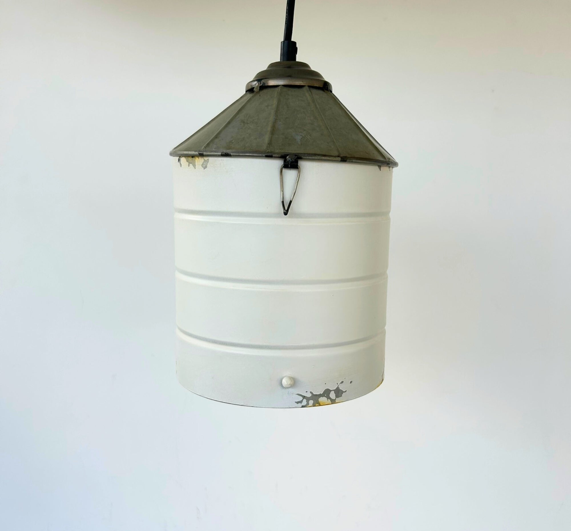White Rustic Farmhouse Silo Pendant Light