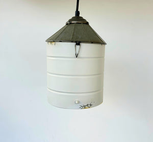 White Rustic Farmhouse Silo Pendant Light