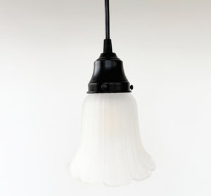 Vintage Angled Ribbed Glass Pendant Light