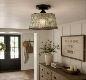 Farmhouse Lime Washed Bucket Ceiling Light