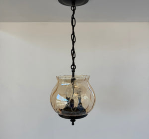 Vintage Amber Glass Tulip Pendant Light