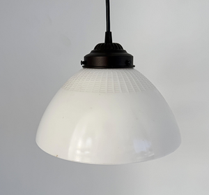 Rare Antique Partial Waffle Milk Glass Pendant