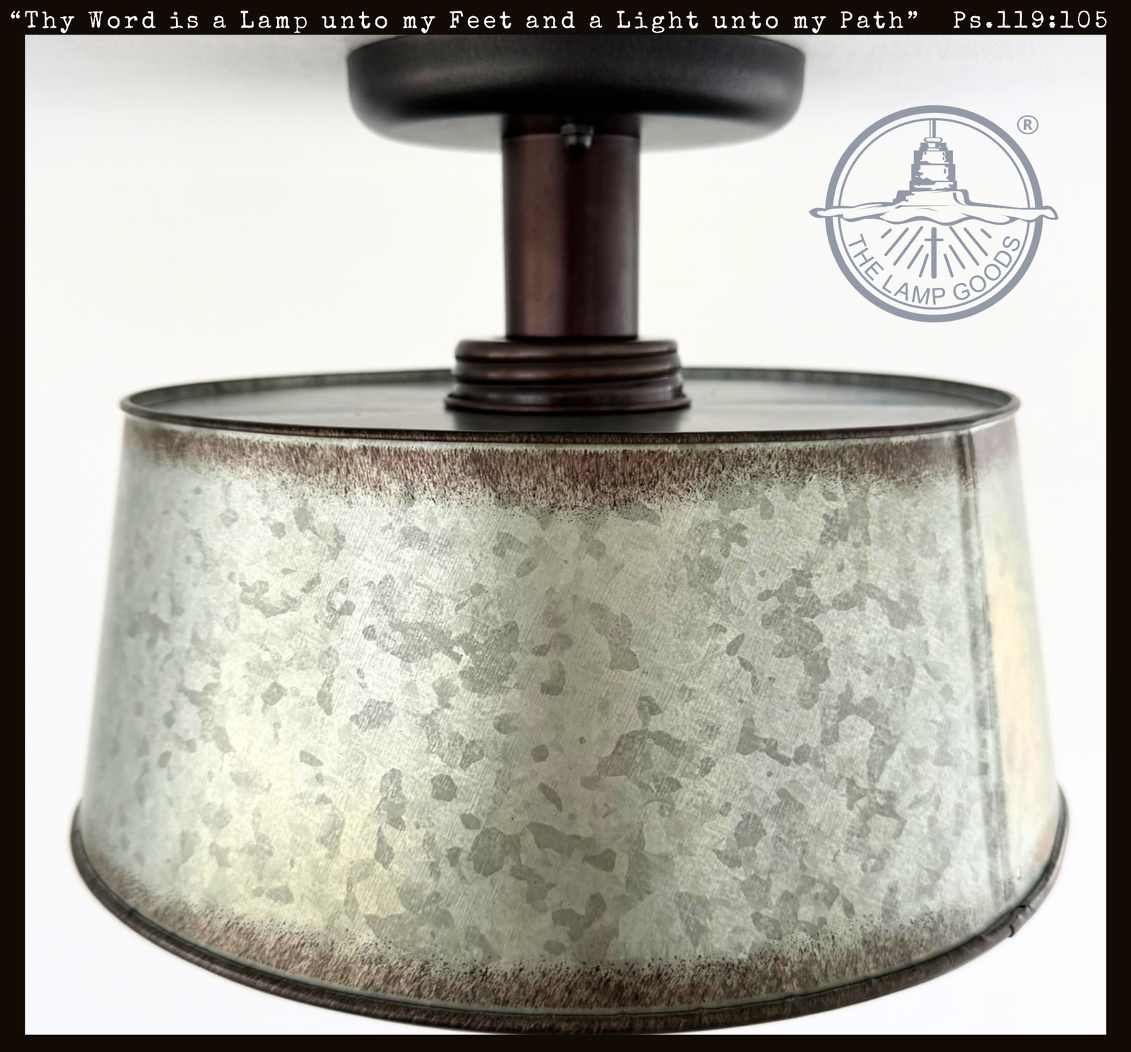 Copper-Edge Galvanized Farm Drum Ceiling Light