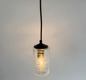 Clear Ribbed Glass Industrial Pendant Light - The Lamp Goods
