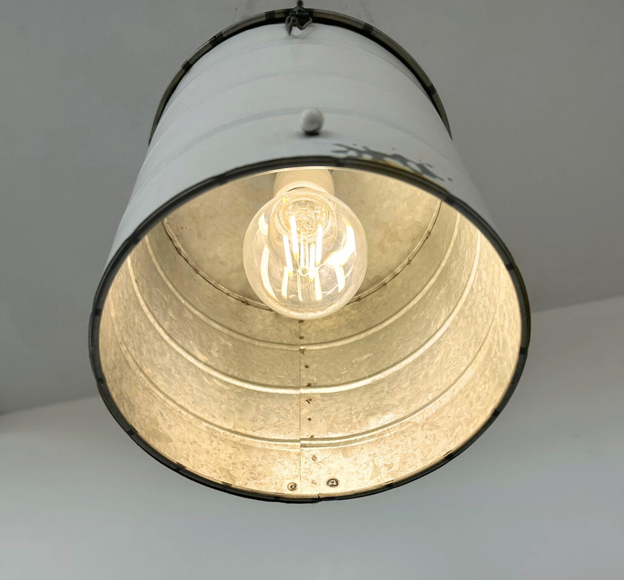 White Rustic Farmhouse Silo Pendant Light