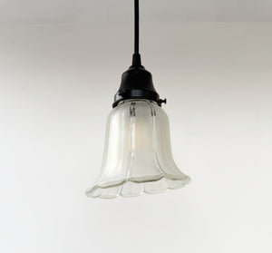 Frost and Clear Ribbed Angled Glass Pendant Light