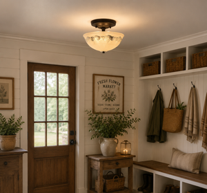 Handcrafted frosted glass ceiling light by The Lamp Goods